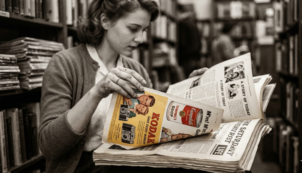 revistas corporativas y branding editorial en publicación vintage